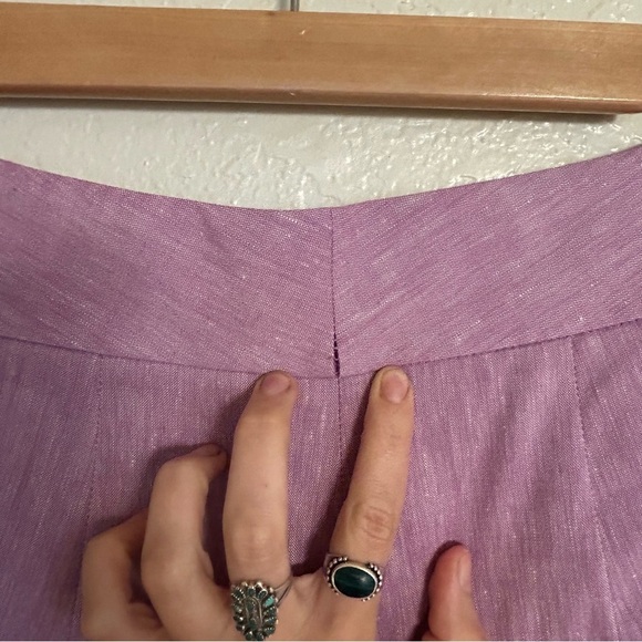 Veronica Beard Jeanne Pant Heathered Orchid 4 High Waist Wide Leg Linen Blend - Picture 9 of 9